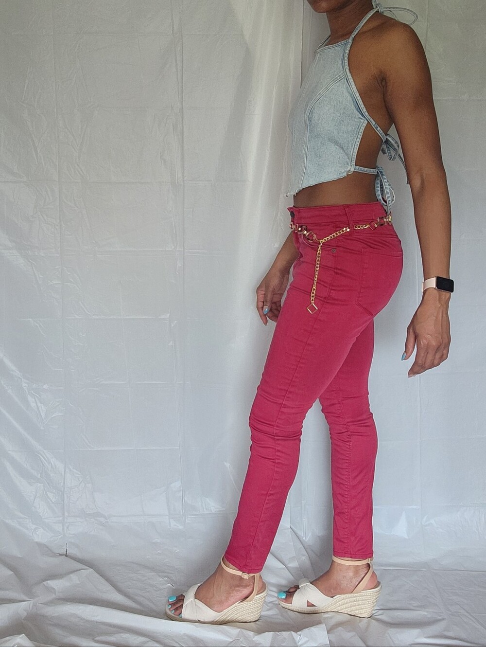 Rockstar Super Skinny High Rise Red Jeans - Picture 4 of 13